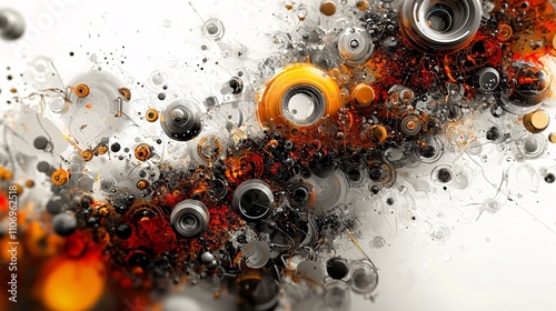 An abstract visualization of AI and SaaS tools revolutionizing enterprise workflows Stock Photo with side copy space