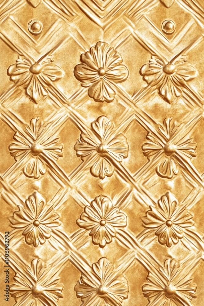Gold leafed design with flowers on it. The design is very intricate and detailed. The gold leafing gives the design a luxurious and elegant feel Gold leafed design with flowers on it. The design is very intricate and detailed. The gold leafing gives the design a luxurious and elegant feel