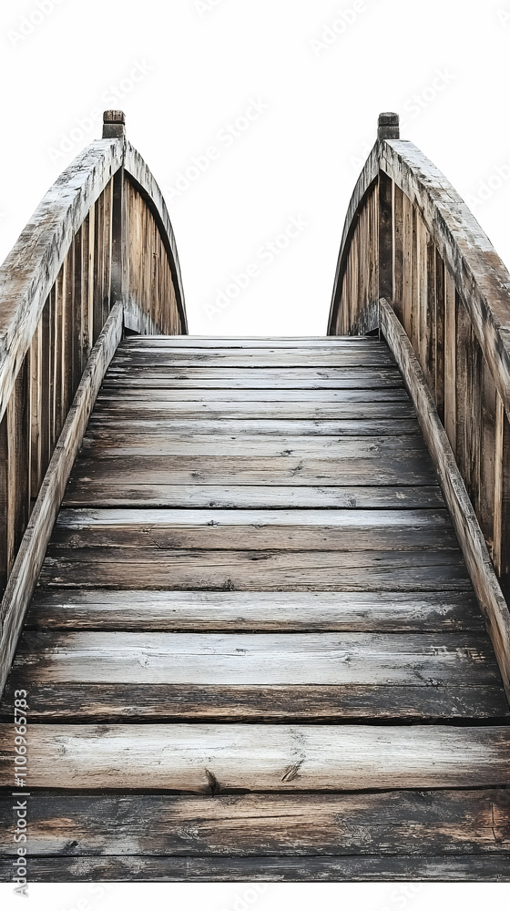 Wooden Bridge, Rustic Arch Pathway Leading to Open Sky Wooden Bridge, Rustic Arch Pathway Leading to Open Sky