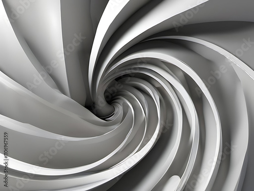 Abstract 3D Rendering of Nonagon Swirling realistic modern photo