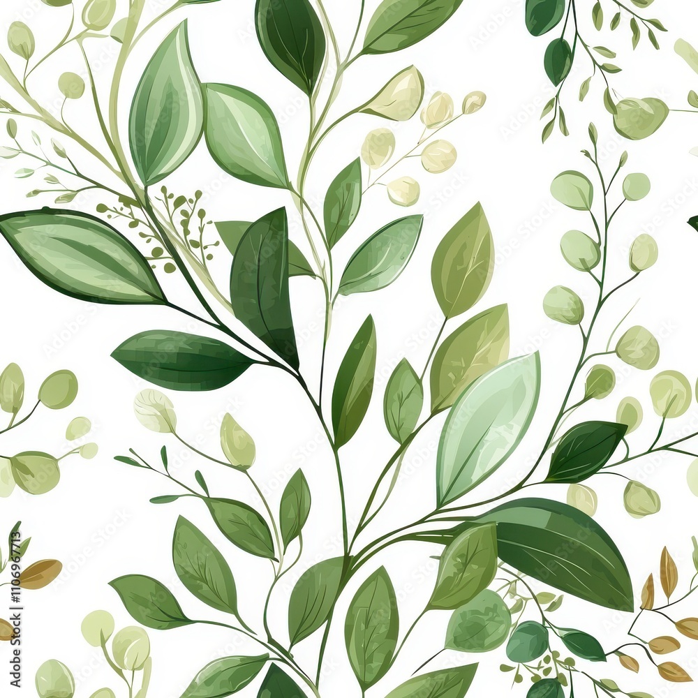 Flat style seamless pattern of young plants, isolate on white background Flat style seamless pattern of young plants, isolate on white background