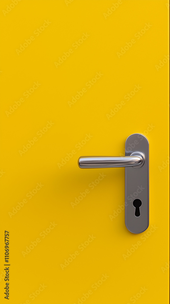 Bright yellow door with a simple silver door knob