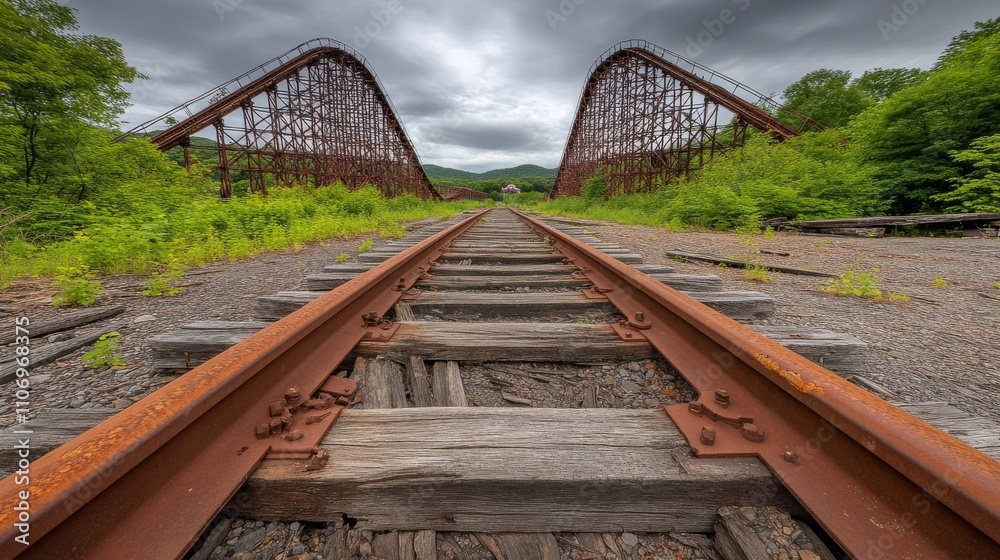Decayed amusement park overtaken by nature Decayed amusement park overtaken by nature