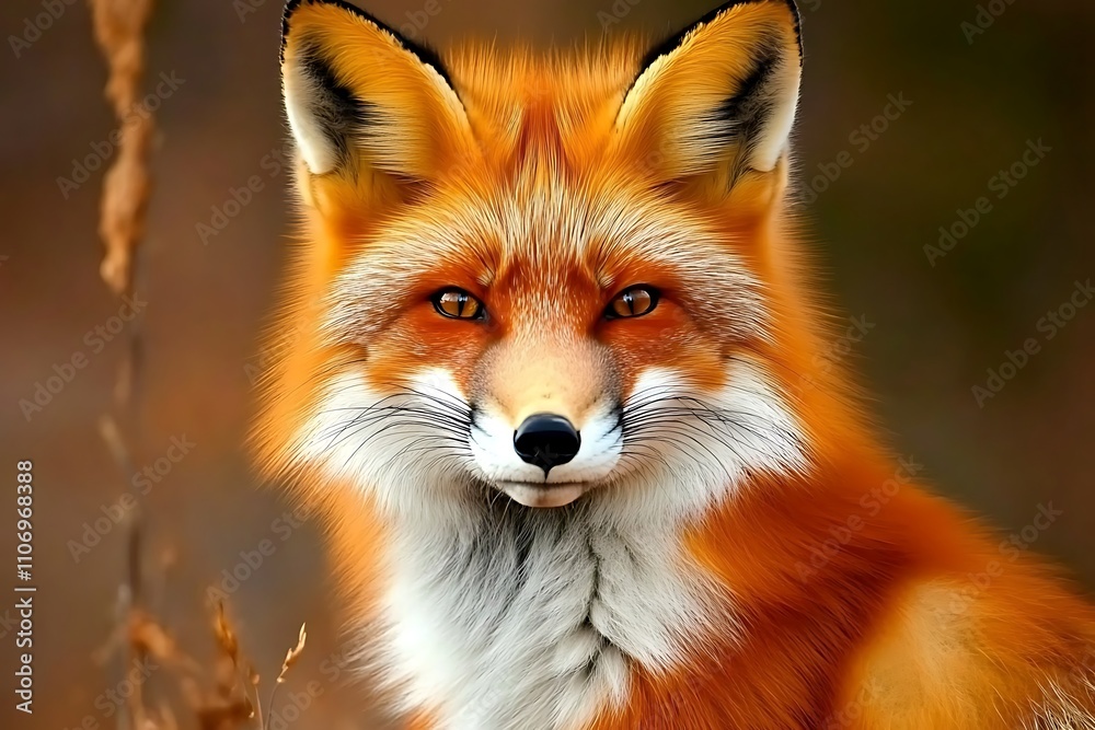 Fototapeta premium A Stunning Red Fox Portrait Showing Vibrant Fur