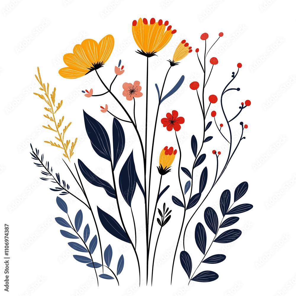 Artistic Botanical Flower and Leaf Set
Artistic Botanical Flower and Leaf Set