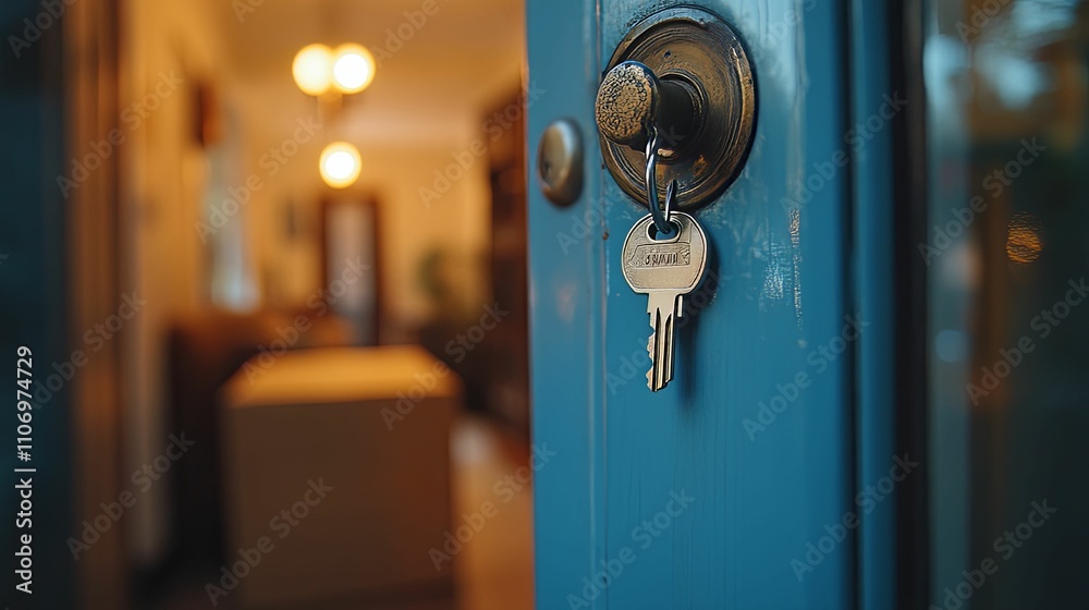 A Key In A Blue Door Leading To A Home A Key In A Blue Door Leading To A Home