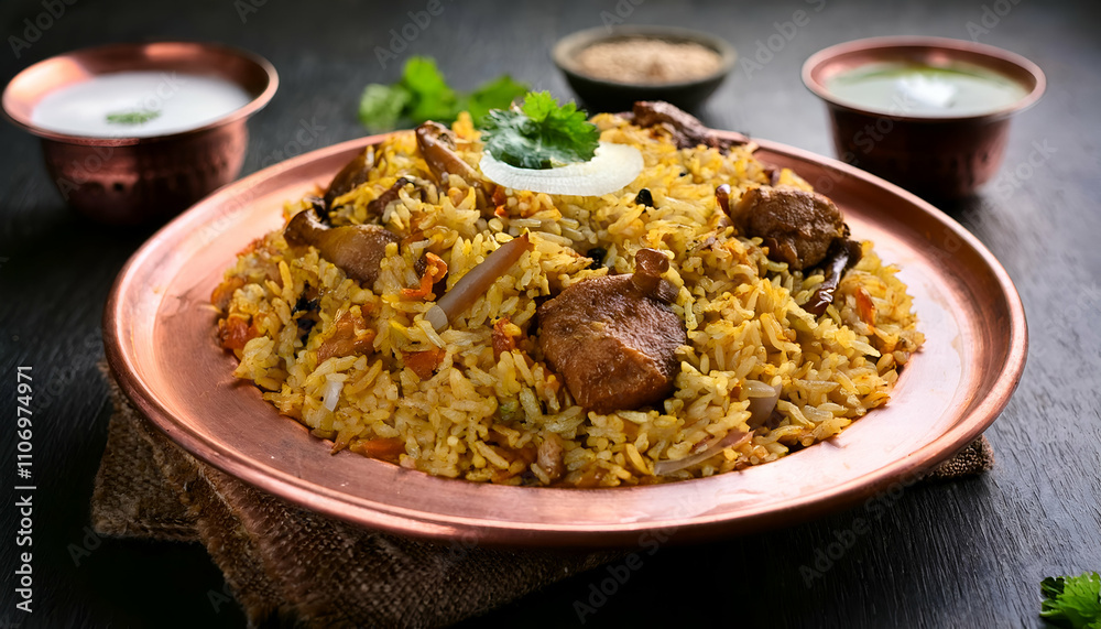 Biryani Aromatic rice dish with marinated meat or vegetables, Biryani Aromatic rice dish with marinated meat or vegetables,