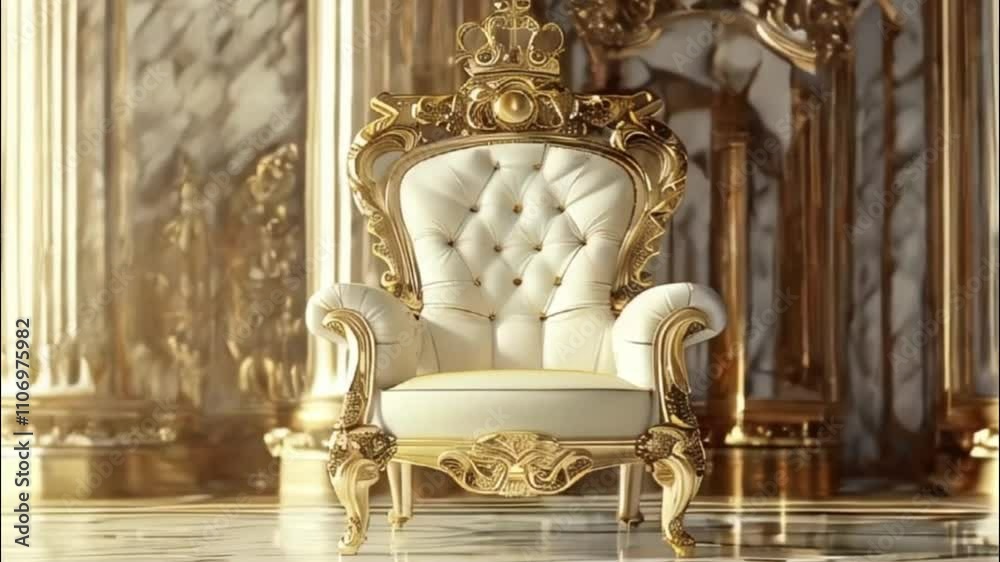 Fantastically throne of power of king or queen in throne room Fantastically throne of power of king or queen in throne room