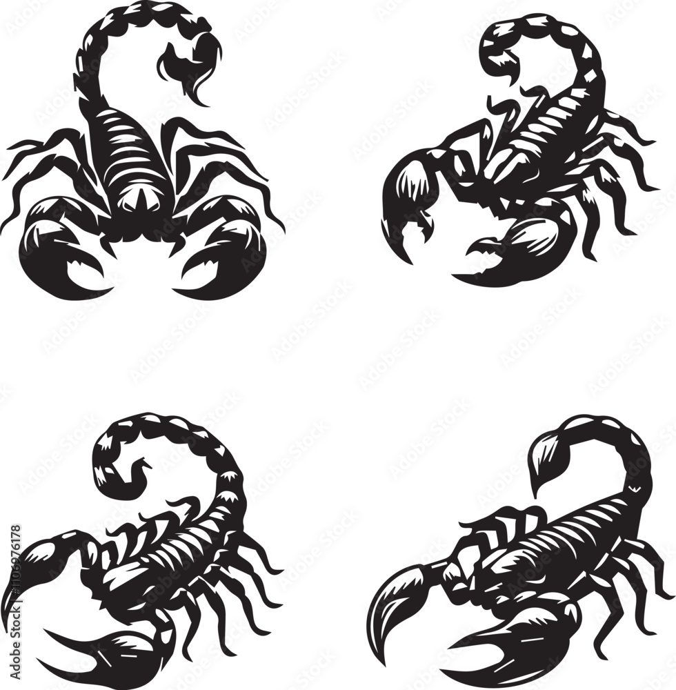 Detailed Scorpion Silhouette - Wildlife Vector Illustration Detailed Scorpion Silhouette - Wildlife Vector Illustration