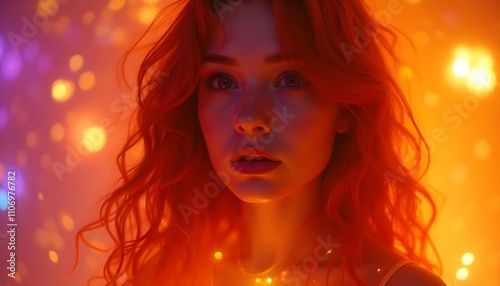 A colorful portrait of a face, full of vibrant and rotating energy emitting elements