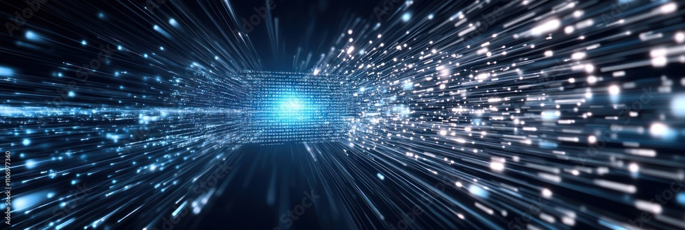 A dynamic visual of light particles creating a sense of speed and motion through space. A dynamic visual of light particles creating a sense of speed and motion through space.