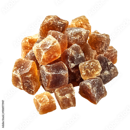 Brown Sugar Cubes Sweetener Granulated Sugar Natural Sweetening Closeup