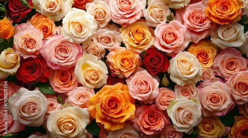A Colorful Bouquet of Fully Bloomed Roses