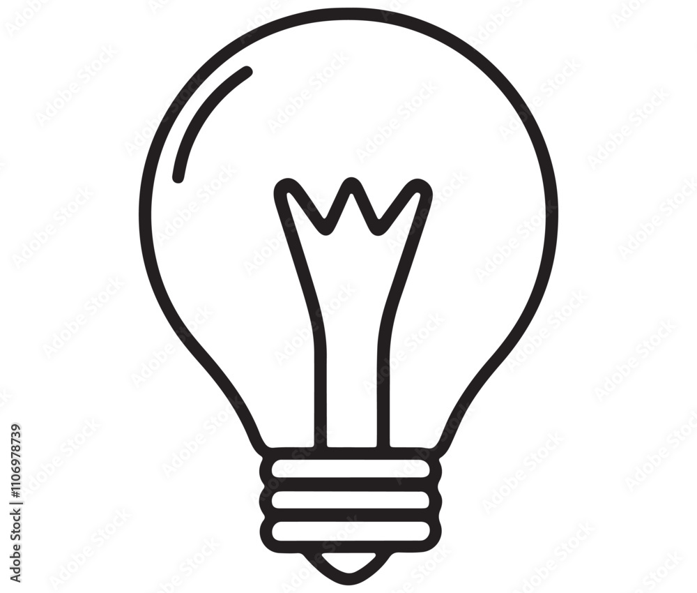Light bulb icon, Outline light bulb vector illustration