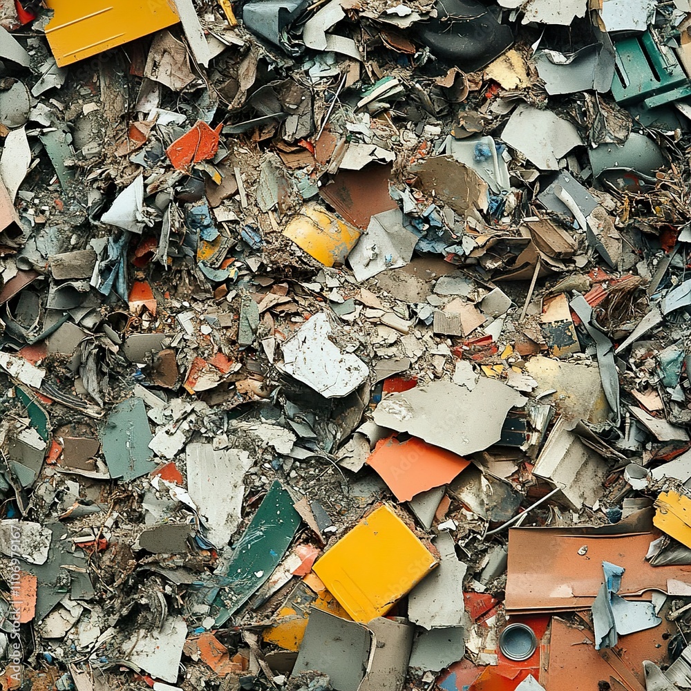Colorful Destruction: A Close-Up View of Waste and Debris Colorful Destruction: A Close-Up View of Waste and Debris