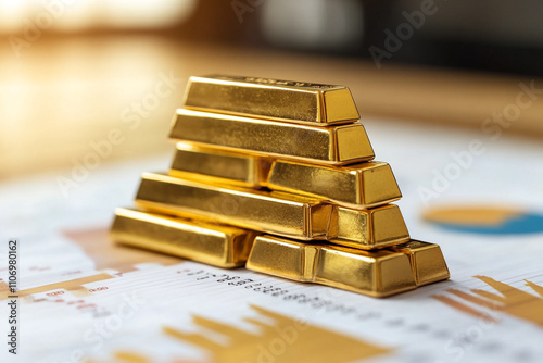 Gold trade chart stock analysis on growth financial business money market background