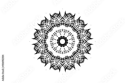 Detailed Mandala Art Featuring Leaves and Radiating Lines
