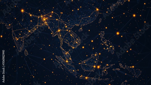 Southeast Asia's Digital Infrastructure with glowing city lights and connecting lines