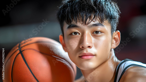 Young Athlete Gripping Bask...
