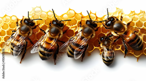 Honeybees Working on Honeyc...