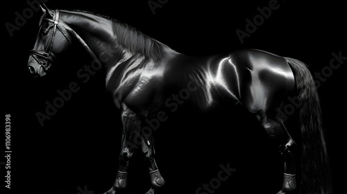 Majestic Black Horse Stands...