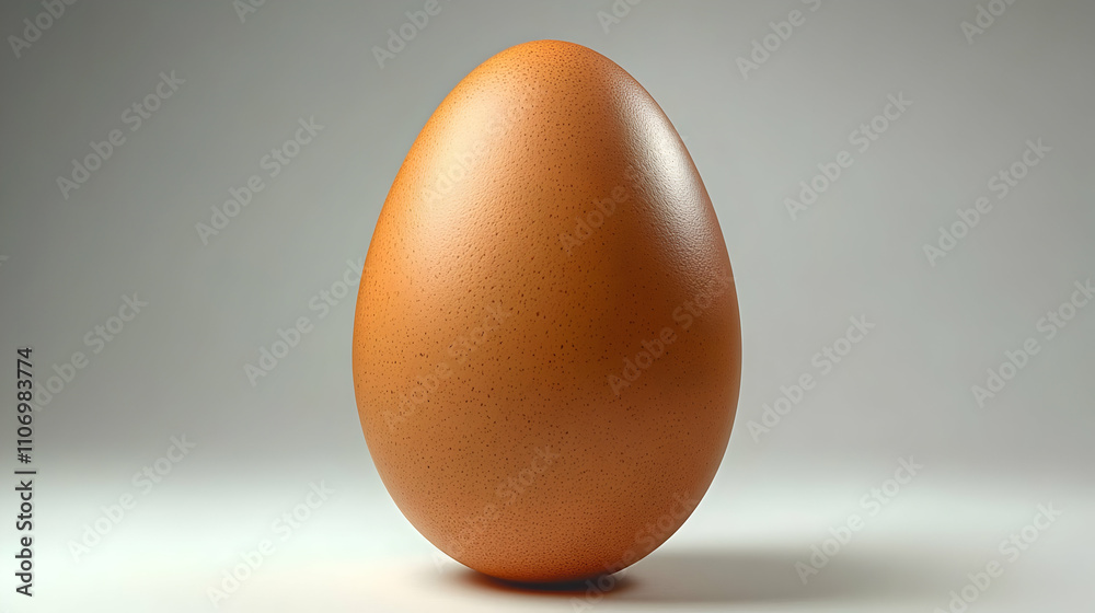 Single Brown Egg Stands on White, Simple Still Life Single Brown Egg Stands on White, Simple Still Life