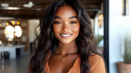 Woman's Radiant Smile, Long Wavy Hair, Joyful, Confident, Stylish Outfit, Inner Beauty, Positive Vibes Free Download Woman's Radiant Smile, Long Wavy Hair, Joyful, Confident, Stylish Outfit, Inner Beauty, Positive Vibes - GFXLoad