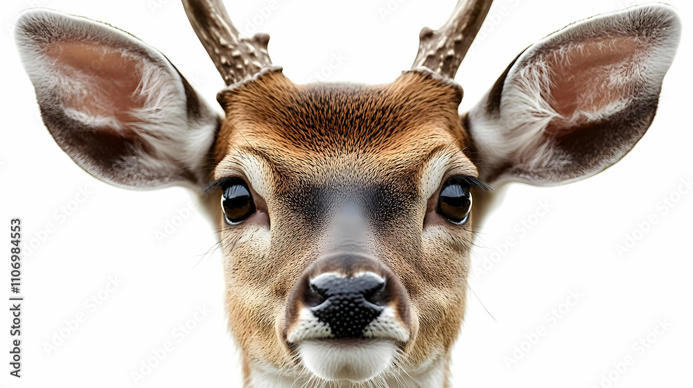 Young Deer Close-Up: Antlers, Eyes, and Fur Young Deer Close-Up: Antlers, Eyes, and Fur