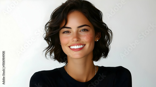 Woman Shows Bright Smile, H...