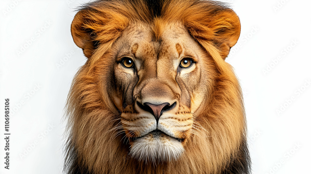Fototapeta premium Majestic Lion: Wild King's Powerful Gaze, African Pride, Wildlife Majesty