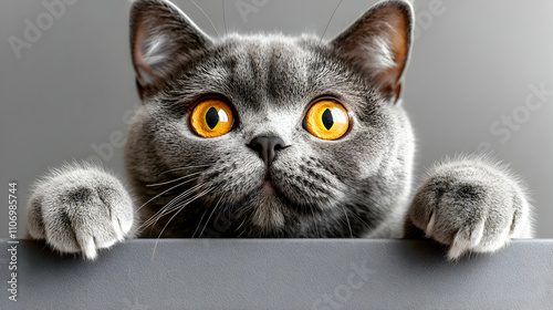 Gray Cat with Bright Eyes P...