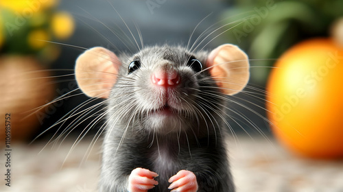 Adorable Rat Poses Cutely, ...