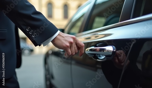 Man in Suit Opens Luxury Car Door