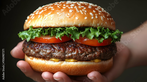 Juicy Beef Burger: Sesame B...