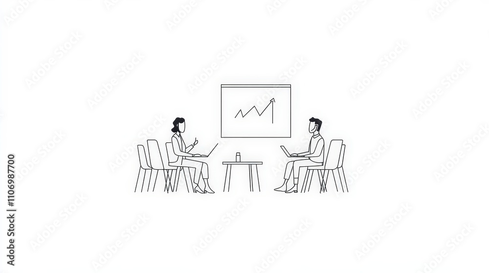 Business Meeting with Graph Presentation in Modern Office Setting Business Meeting with Graph Presentation in Modern Office Setting