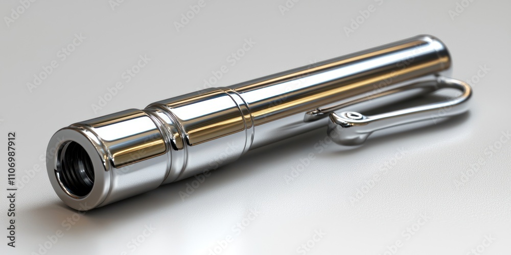 Chrome-plated pen with a clip and threaded end Chrome-plated pen with a clip and threaded end