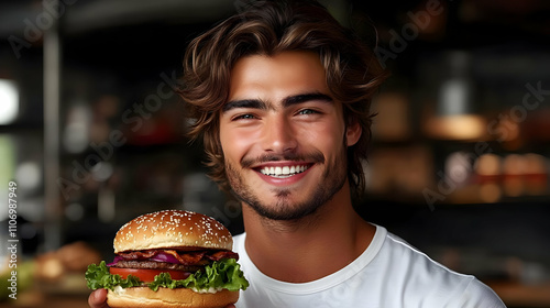 Man Smiles Holding Deliciou...