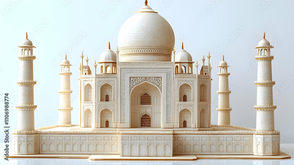 Obraz premium Taj Mahal Model: Exquisite Architecture Detailed Replica, Assemble Now!