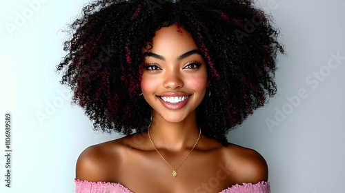 Stunning Woman with Curly H...