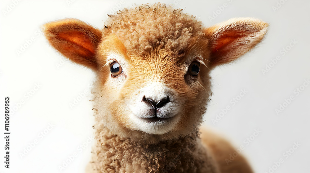 Adorable Lamb: Fluffy, Sweet, Young Animal Portrait Adorable Lamb: Fluffy, Sweet, Young Animal Portrait
