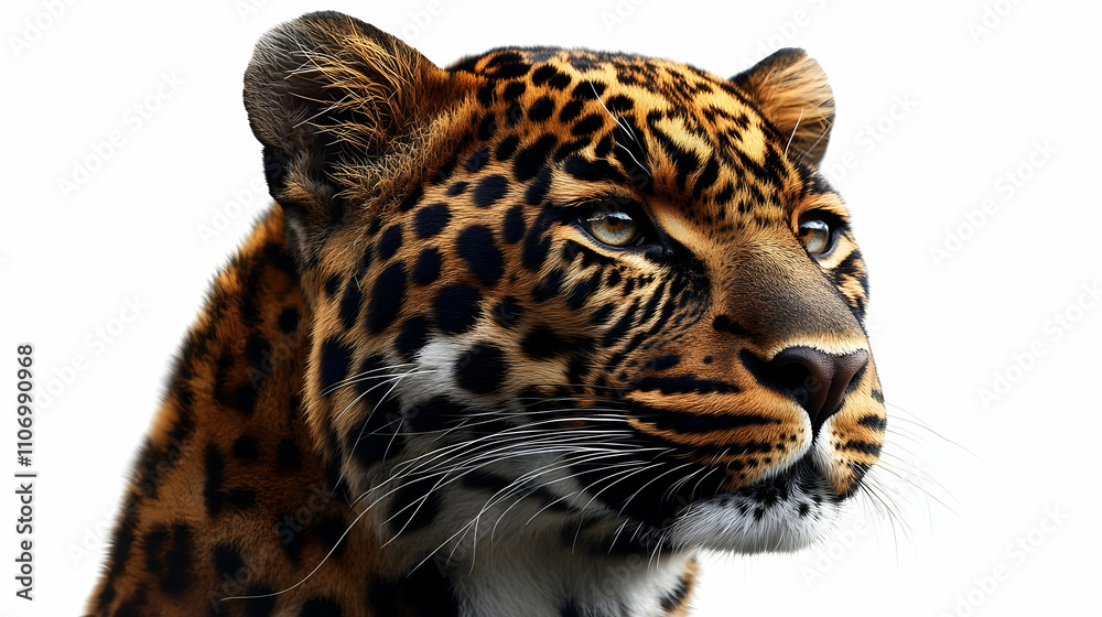 Obraz premium Majestic Leopard: Wild Cat Portrait, Stunning Spots, Feline Beauty, Powerful Gaze, Intense Focus, Nature's Elegance, Wildlife Majesty, Animal Kingdom, Predator Prowess, Big Cat