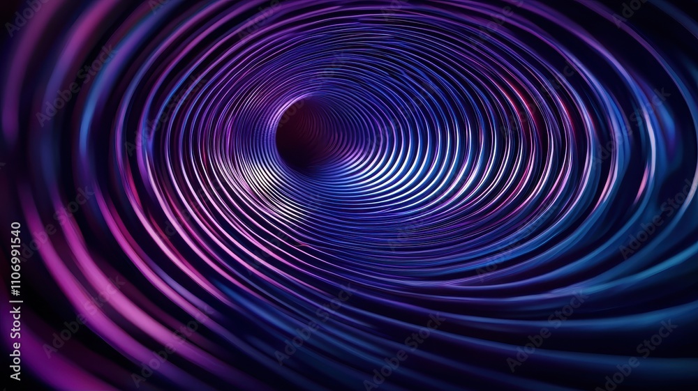 Stereoscopic Depth Illusion Concept. Vibrant abstract waves in a swirling tunnel of light. Stereoscopic Depth Illusion Concept. Vibrant abstract waves in a swirling tunnel of light.