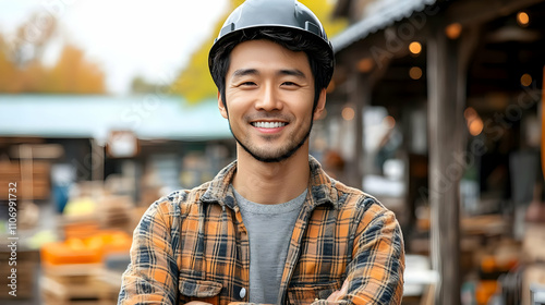 Smiling Worker Wearing Hard...
