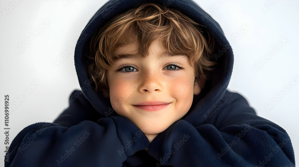 Cute Child Smiles Wearing Hoodie, Joyful Expressions, Happy Kid Cute Child Smiles Wearing Hoodie, Joyful Expressions, Happy Kid
