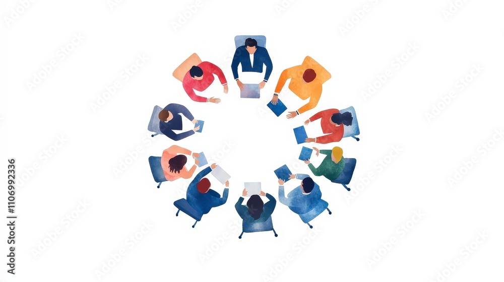 Diverse Group of People in Collaborative Meeting around a Table Diverse Group of People in Collaborative Meeting around a Table