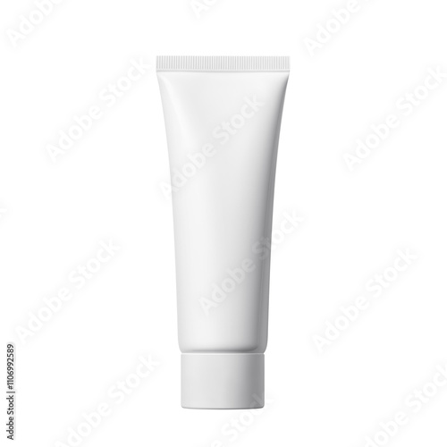 White cream tube. Matte cosmetic packaging mockup. Isolated design element on transparent background