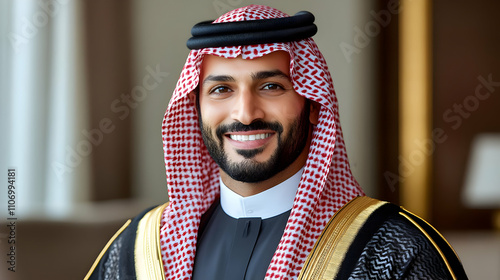 Positive Saudi man smiling,...