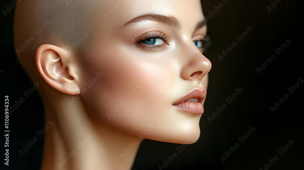 Shaved Head Beauty: A Portrait of Radiance and Confidence Shaved Head Beauty: A Portrait of Radiance and Confidence
