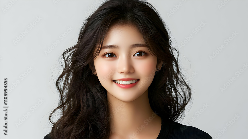 Woman with Dark Hair Smiling Brightly, Beautiful & Radiant Smile, Youthful and Healthy Glow, Positive Self-Image. Lifestyle Portrait. Woman with Dark Hair Smiling Brightly, Beautiful & Radiant Smile, Youthful and Healthy Glow, Positive Self-Image. Lifestyle Portrait.