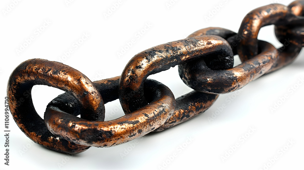 Fototapeta premium Rusty Chain Links: Interconnected Metal Texture